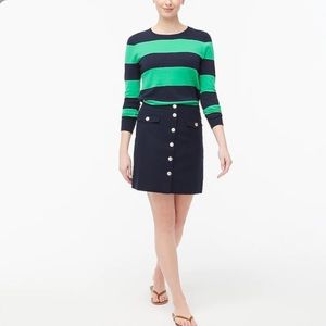 J.Crew Linen-blend button-through A-line skirt. Size 6. Navy color